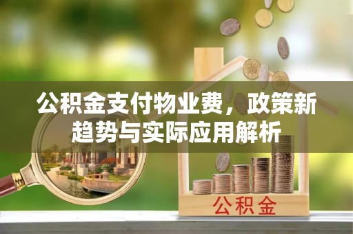 梅列公积金支付物业费，政策新趋势与实际应用解析