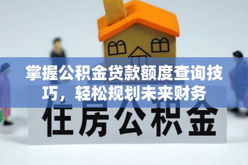 梅列掌握公积金贷款额度查询技巧，轻松规划未来财务