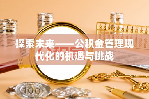 梅列探索未来——公积金管理现代化的机遇与挑战